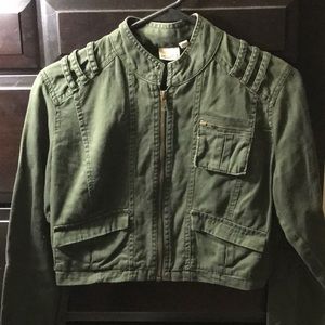 Army green crop jacket